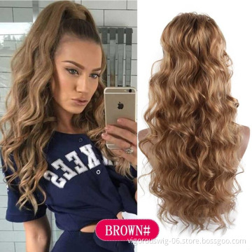 Vigorous Synthetic 24 inch Body Wave Drawstring Ponytail with 2 Plastic Combs Ponytail Extensions for African American Women